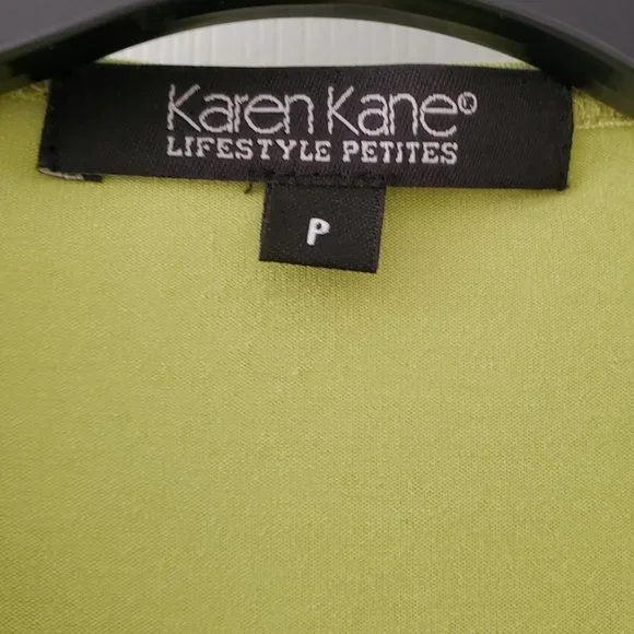 Karen Kane Slit Short Sleeve Ruched V-neck Top | Like New | XSP | Chartreuse - Picture 8 of 10